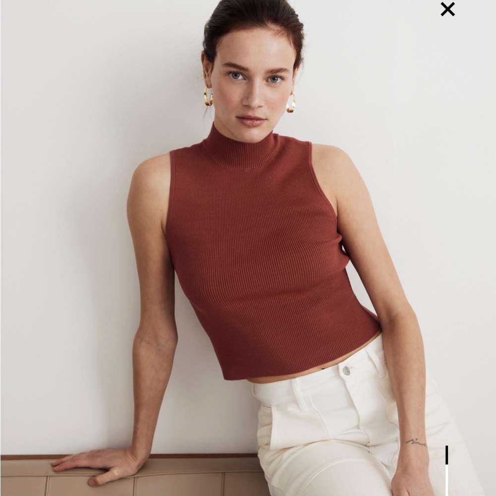 Madewell Ribbed Knit Top in Rich Burgundy